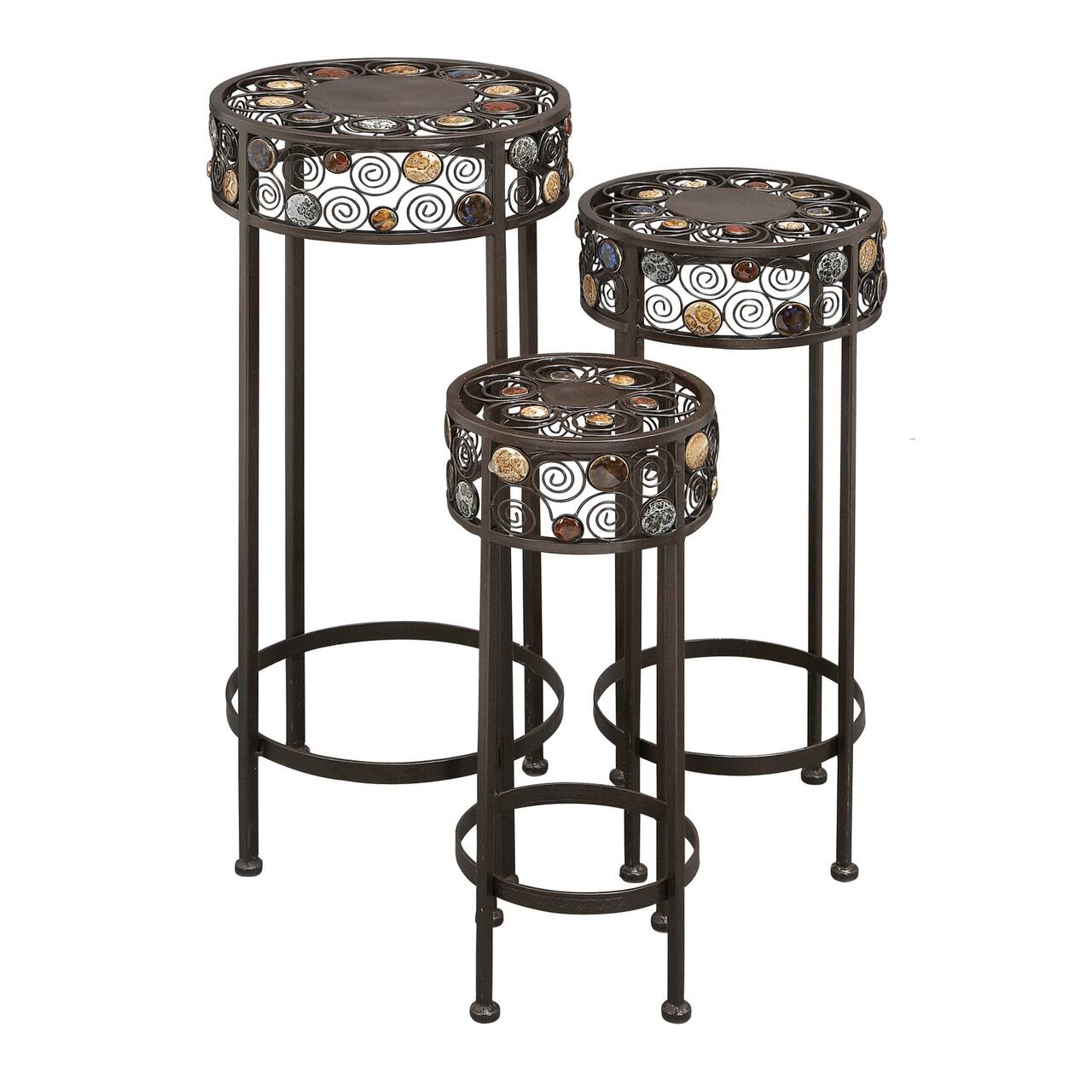 Black Metal Traditional Spiral Design Plantstand Set